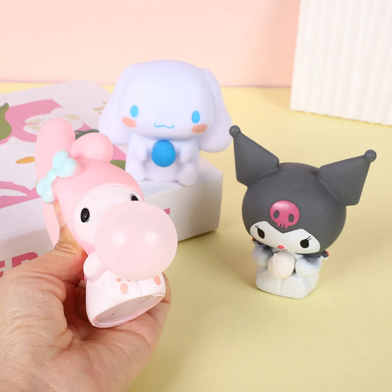 Sanrio Kawaii Cinnamoroll Kuromi Stress Relief Squishy Bubble Anime Stress Relief Dolls Children's Hand Pinch Toys Healing Gifts
