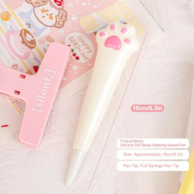 10PC Cartoon Stress Relief Pen Pinch Fun Student Prize High Beauty Black Neutral Pen Creative Soft Stress Relief Pen