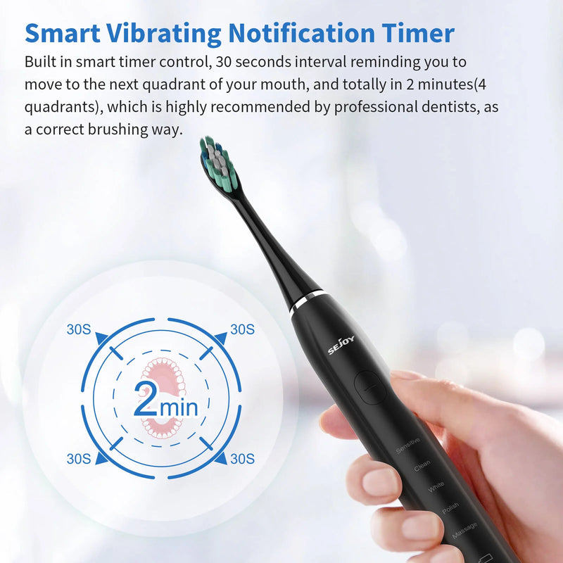 SEJOY Sonic Electric Toothbrush Oral Cleaning Personal Care Appliances IPX7 5 Modes Smart Rechargeable Automatic Toothbrush