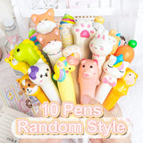 10PC Cartoon Stress Relief Pen Pinch Fun Student Prize High Beauty Black Neutral Pen Creative Soft Stress Relief Pen