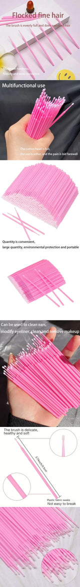Disposable Miniature Mascara Brush for Makeup, Cleaning and Compatible Personal Care Pink