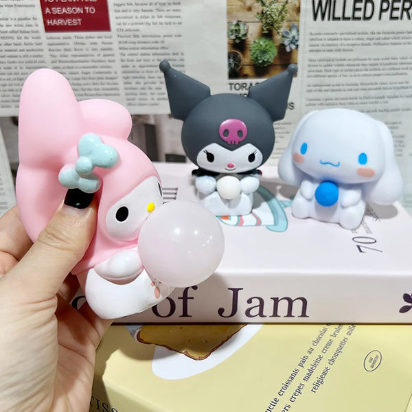 Sanrio Kawaii Cinnamoroll Kuromi Stress Relief Squishy Bubble Anime Stress Relief Dolls Children's Hand Pinch Toys Healing Gifts