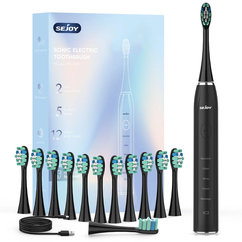 SEJOY Sonic Electric Toothbrush Oral Cleaning Personal Care Appliances IPX7 5 Modes Smart Rechargeable Automatic Toothbrush