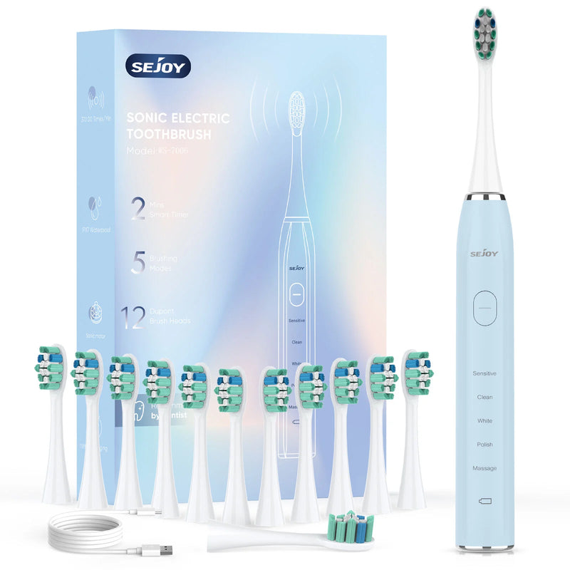 SEJOY Sonic Electric Toothbrush Oral Cleaning Personal Care Appliances IPX7 5 Modes Smart Rechargeable Automatic Toothbrush