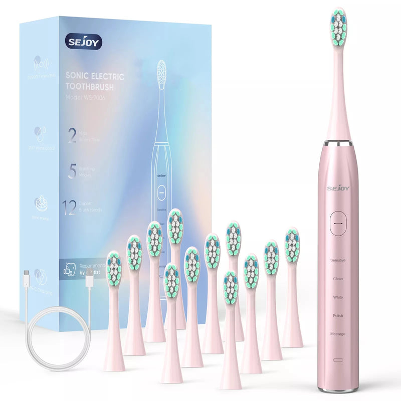 SEJOY Sonic Electric Toothbrush Oral Cleaning Personal Care Appliances IPX7 5 Modes Smart Rechargeable Automatic Toothbrush