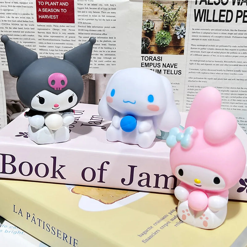 Sanrio Kawaii Cinnamoroll Kuromi Stress Relief Squishy Bubble Anime Stress Relief Dolls Children's Hand Pinch Toys Healing Gifts