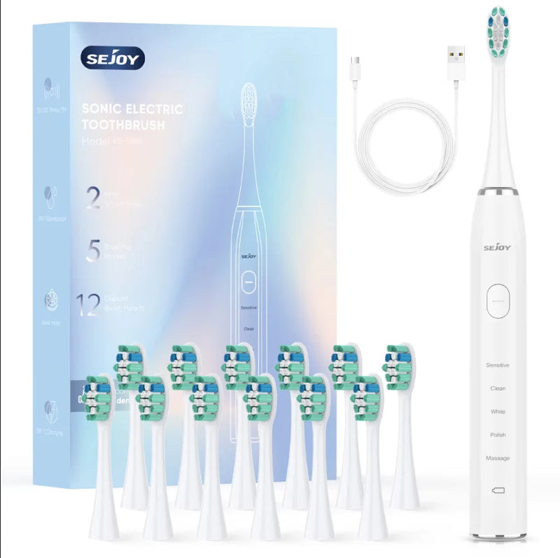 SEJOY Sonic Electric Toothbrush Oral Cleaning Personal Care Appliances IPX7 5 Modes Smart Rechargeable Automatic Toothbrush