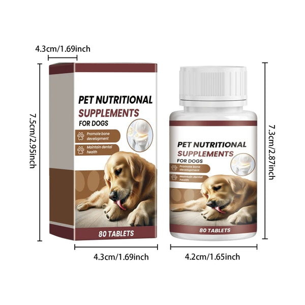 Calciums Supplements for Dogs, 80 Tablets Health Bone Joint Maintenance
